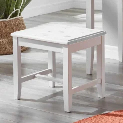 Pharao24 Weißer Holzhocker Mures> Hocker|Sitzhocker