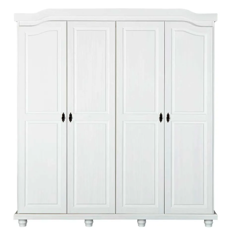 Massivholzmöbel|Drehtürenschränke*Pharao24 Weißer Kleiderschrank Pasterra