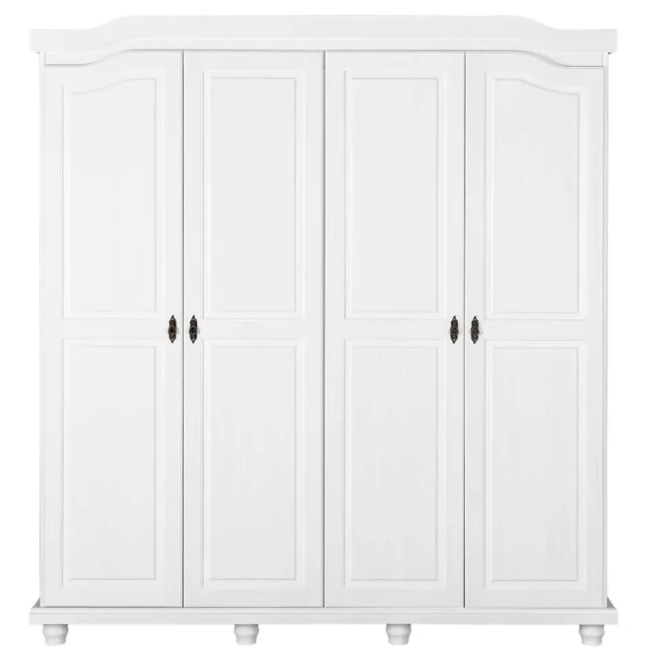 Massivholzmöbel|Drehtürenschränke*Pharao24 Weißer Kleiderschrank Pasterra