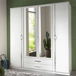 Pharao24 Weißer Schlafzimmerschrank Alkatar> Drehtürenschränke|Jugendkleiderschrank