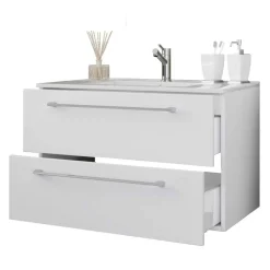Pharao24 Weißer Waschbeckenschrank Selami> Waschbeckenunterschränke|Bad Unterschränke
