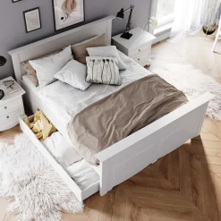 Massivholzbetten|Funktionsbetten*Pharao24 Weißes Bett Vomano