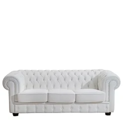 Polstermöbel|Wohnzimmercouch*Pharao24 Weißes Chesterfield Sofa Jymm