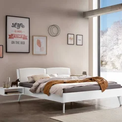 Doppelbetten|Massivholzbetten*Pharao24 Weißes Doppelbett Lesgon