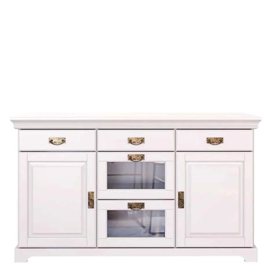 Massivholzmöbel|Küchenkommode*Pharao24 Weißes Sideboard Henjov