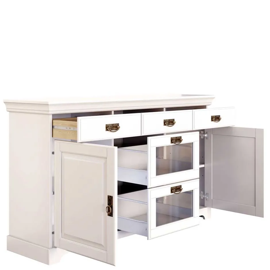 Massivholzmöbel|Küchenkommode*Pharao24 Weißes Sideboard Henjov