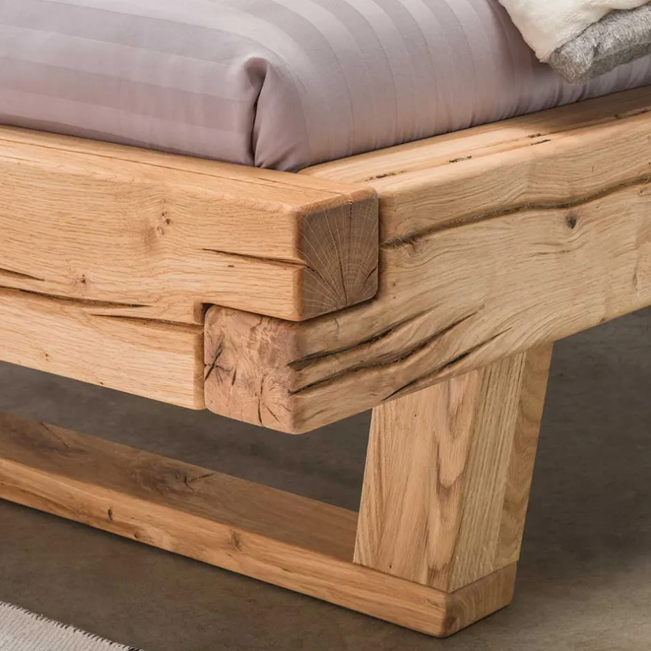 Balkenbett|Doppelbetten*Pharao24 Wildeiche Balkenbett Cows