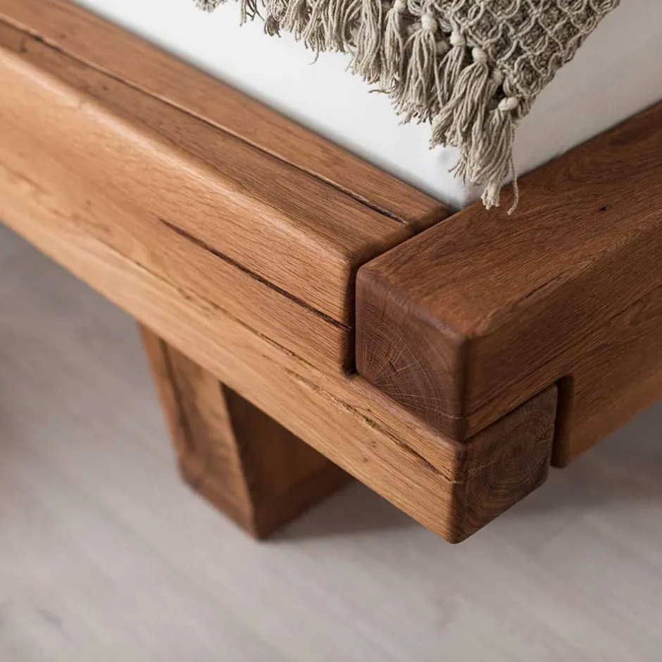 Balkenbett|Doppelbetten*Pharao24 Wildeiche Balkenbett Cows