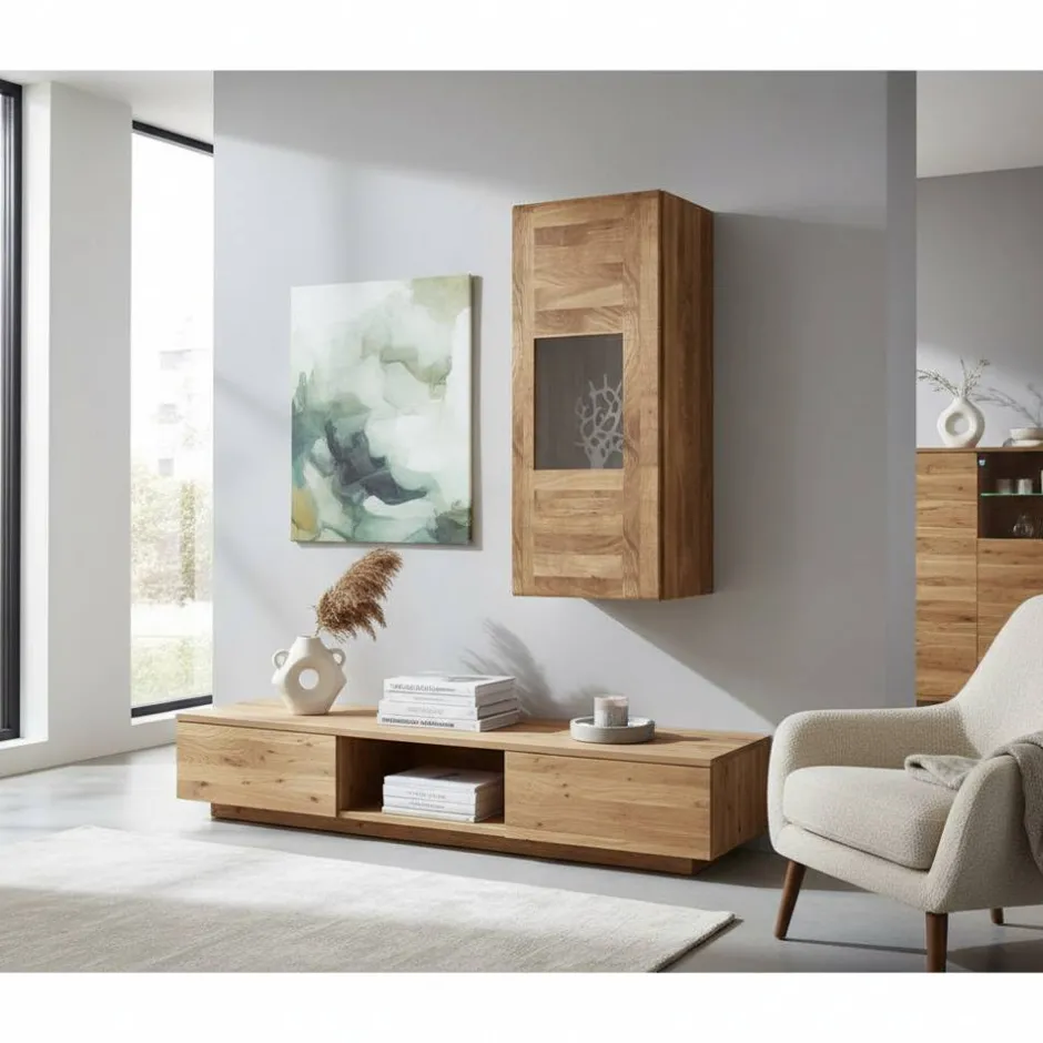 Pharao24 Wildeiche Hängevitrine Sascora> Wandvitrinen