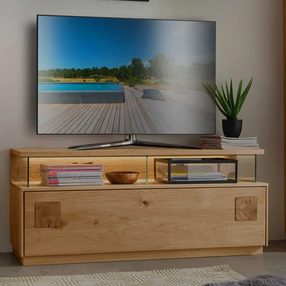 Massivholz Tv Möbel|Fernsehtische*Pharao24 Wildeiche massiv Lowboard Onitos