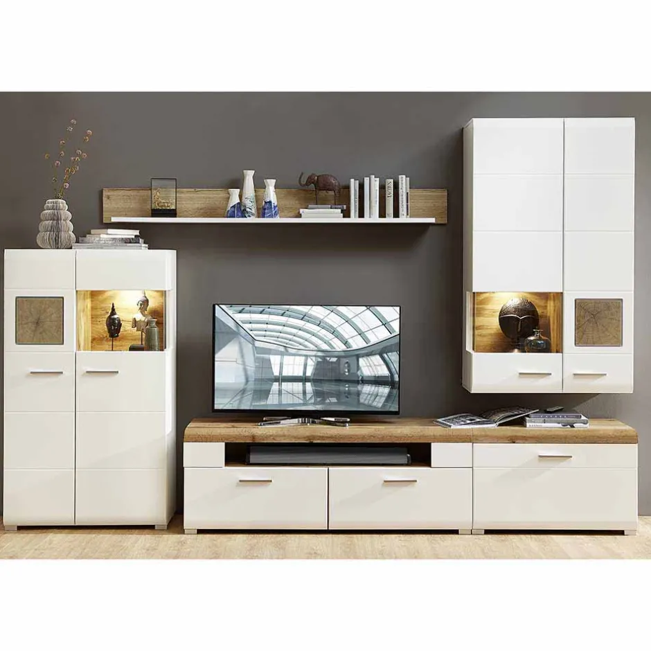 Wohnwand 300 Cm|Moderne Wohnwände*Pharao24 Wohnkombination Drucana