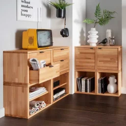 Moderne Wohnwände|Massivholz Wohnwände*Pharao24 Wohnkombination 8-teilig Sanuel