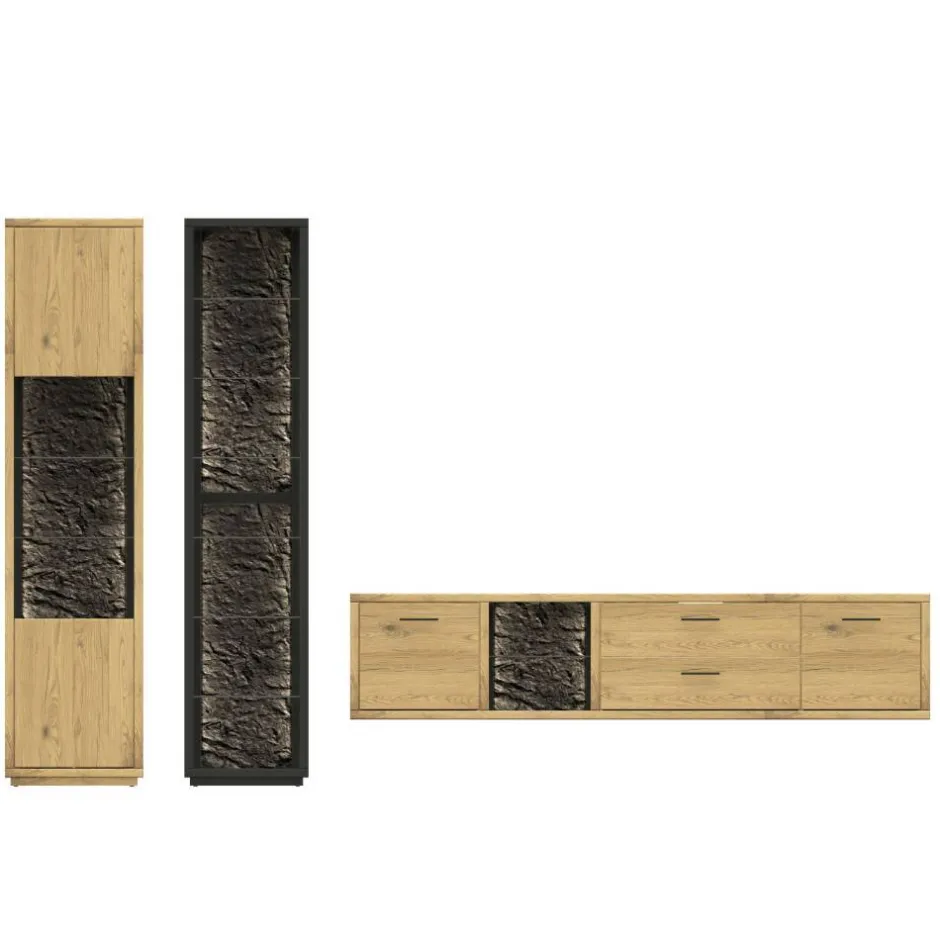 Moderne Wohnwände|Wohnwand 300 Cm*Pharao24 Wohnwand Echtholz Ostoro