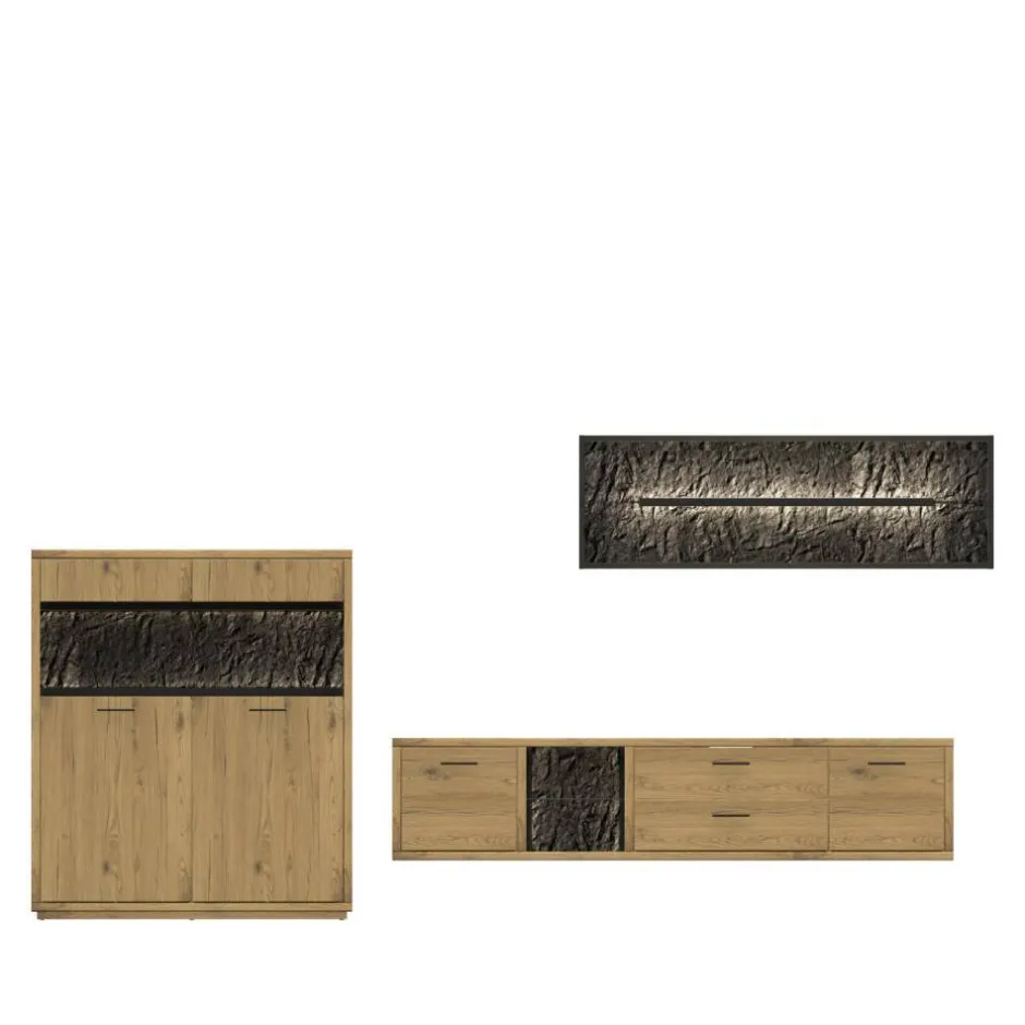 Pharao24 Wohnwand Holz Ostoro> Moderne Wohnwände|Massivholz Wohnwände