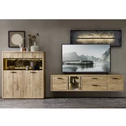 Pharao24 Wohnwand Holz Ostoro> Moderne Wohnwände|Massivholz Wohnwände