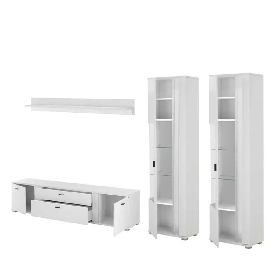 Pharao24 Wohnwand in Weiß Constantin> Wohnwand 300 Cm|Moderne Wohnwände