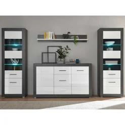 Wohnwand 300 Cm|Hochglanz Wohnwände*Pharao24 Wohnwand Jains