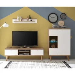 Pharao24 Wohnwand Levanca> Wohnwand 250 Cm|Massivholz Wohnwände