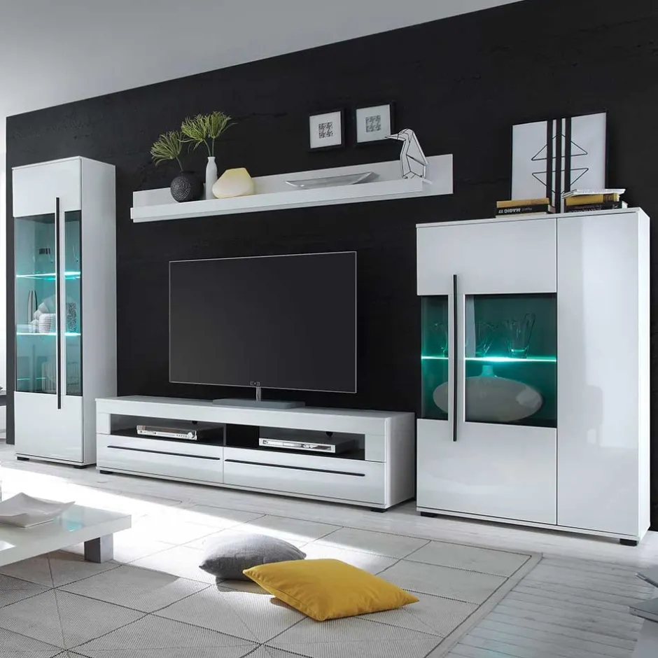 Pharao24 Wohnwand Lorainas> Wohnzimmerschrank|Wohnwand 350 Cm