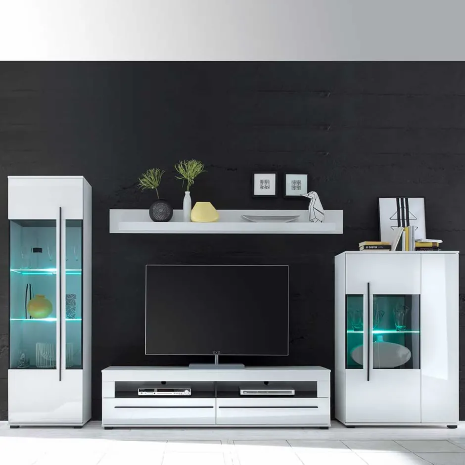 Pharao24 Wohnwand Lorainas> Wohnzimmerschrank|Wohnwand 350 Cm