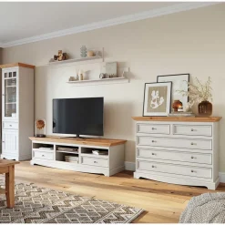 Pharao24 Wohnwand Massivholz Renero> Wohnzimmerschrank|Wohnwand 350 Cm