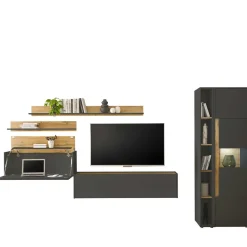 Wohnwand 300 Cm|Moderne Wohnwände*Pharao24 Wohnwand mit Arbeitsplatz Uzniana