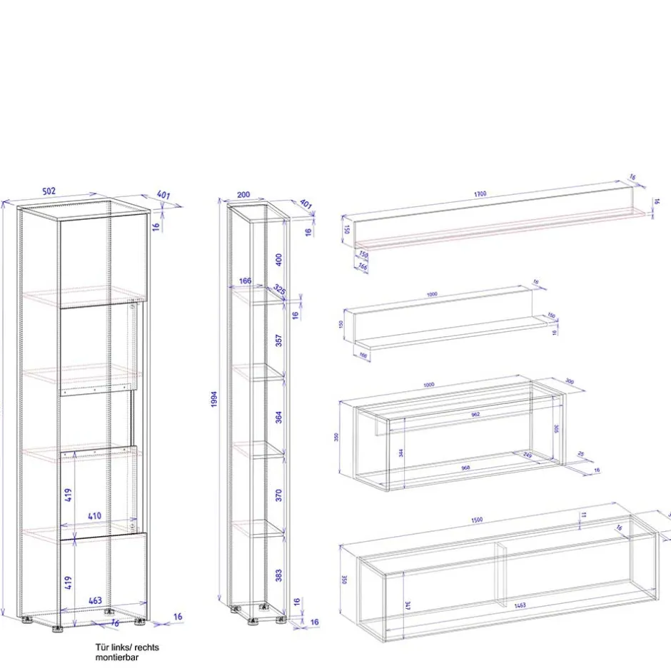 Wohnwand 300 Cm|Moderne Wohnwände*Pharao24 Wohnwand mit Arbeitsplatz Uzniana