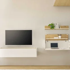 Moderne Wohnwände|Wohnwand 250 Cm*Pharao24 Wohnwand mit Schreibplatz Rascian