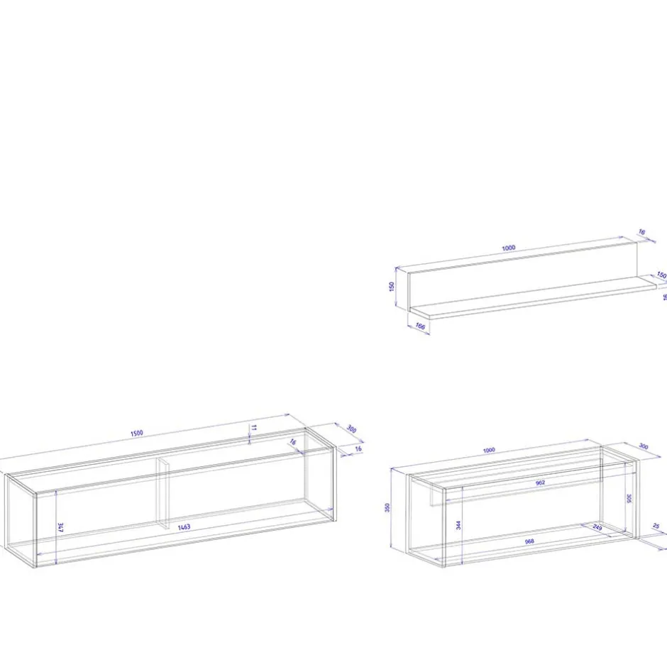 Moderne Wohnwände|Wohnwand 250 Cm*Pharao24 Wohnwand mit Schreibplatz Rascian