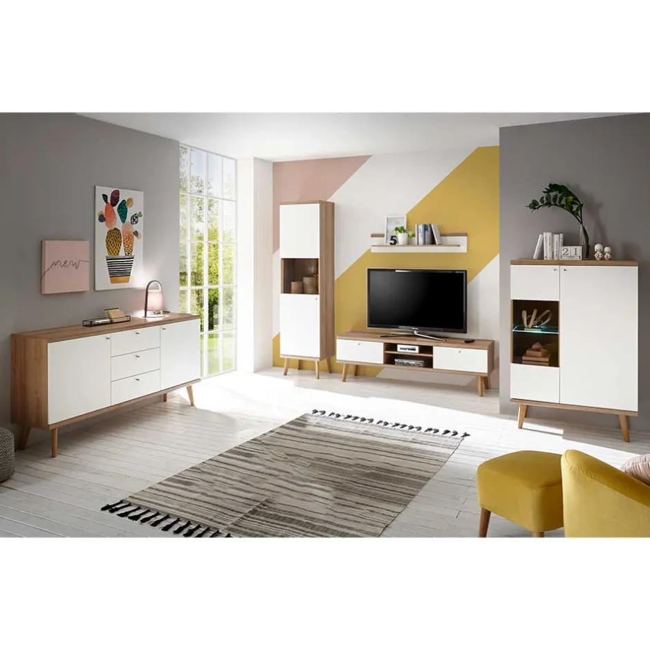 Massivholz Wohnwände*Pharao24 Wohnwand Modern Levanca