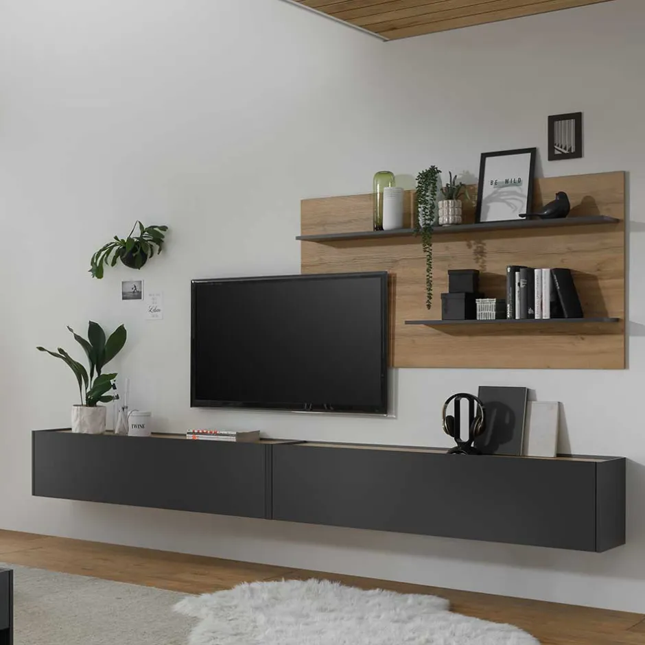 Moderne Wohnwände|Wohnwand 300 Cm*Pharao24 Wohnwand Uzniana