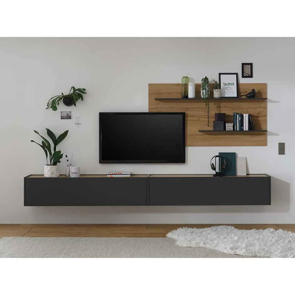 Moderne Wohnwände|Wohnwand 300 Cm*Pharao24 Wohnwand Uzniana