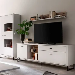 Pharao24 Wohnwand weiß modern Polar><noscript><img width=