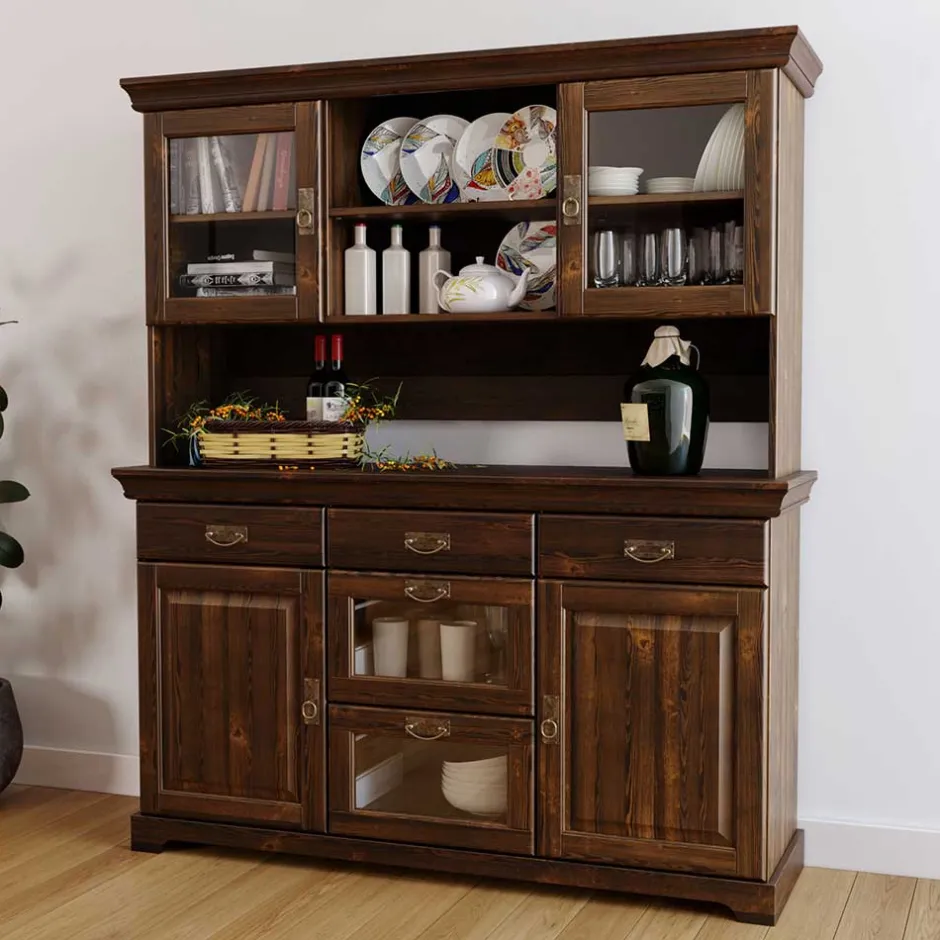 Wohnzimmervitrinen|Massivholz Schränke*Pharao24 Wohnzimmer Buffetschrank Valhion