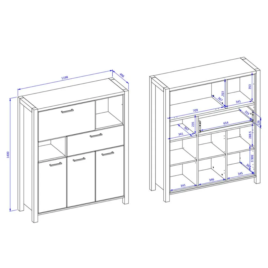 Esszimmerkommoden|Wohnzimmerkommoden*Pharao24 Wohnzimmer Highboard Foxxy