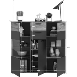 Vitrinenschrank|Wohnzimmervitrinen*Pharao24 Wohnzimmer Highboard Plestna