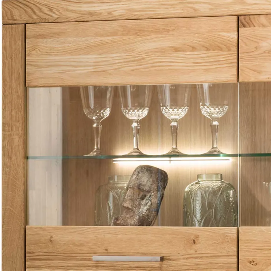 Pharao24 Wohnzimmer Highboard Wildeiche Divrina> Wohnzimmerkommoden|Vitrinenschrank