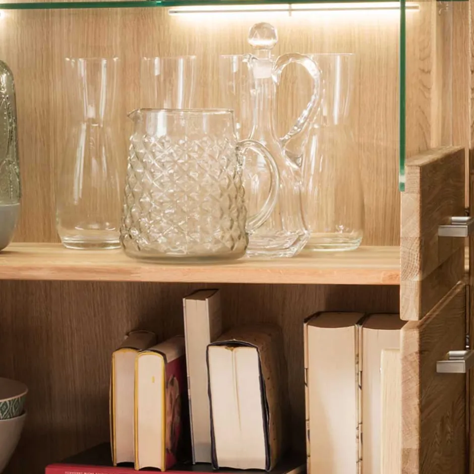 Pharao24 Wohnzimmer Highboard Wildeiche Divrina> Wohnzimmerkommoden|Vitrinenschrank