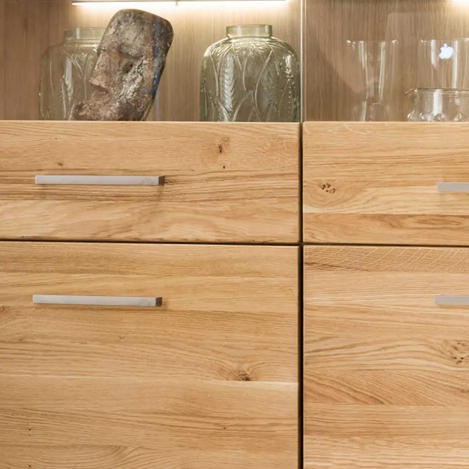 Pharao24 Wohnzimmer Highboard Wildeiche Divrina> Wohnzimmerkommoden|Vitrinenschrank