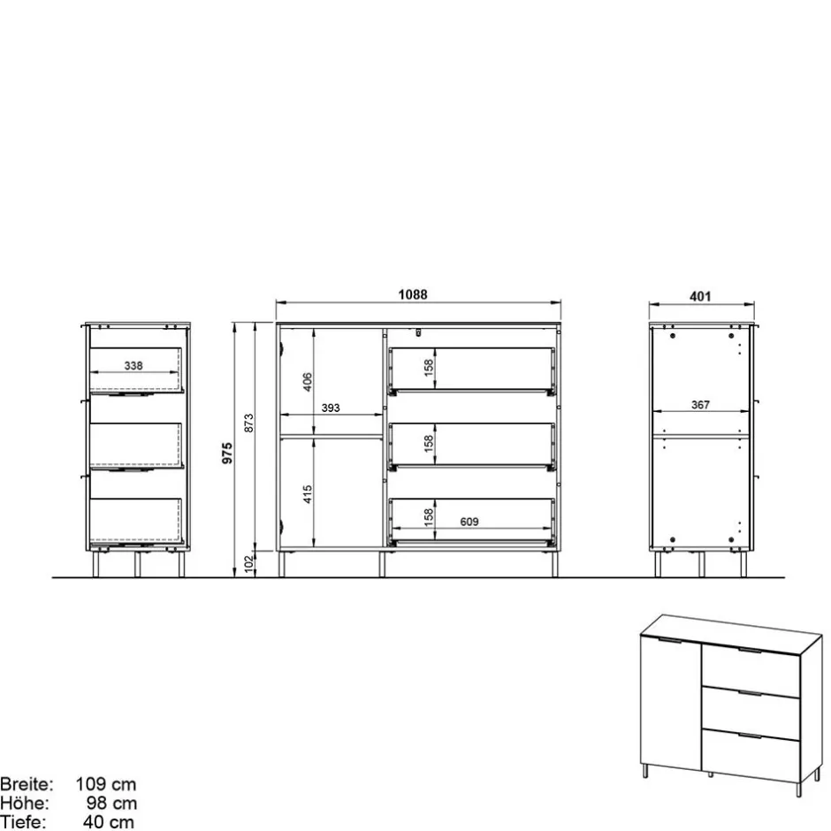 Pharao24 Wohnzimmer Kommode Riab> Küchenkommode|Flurkommoden