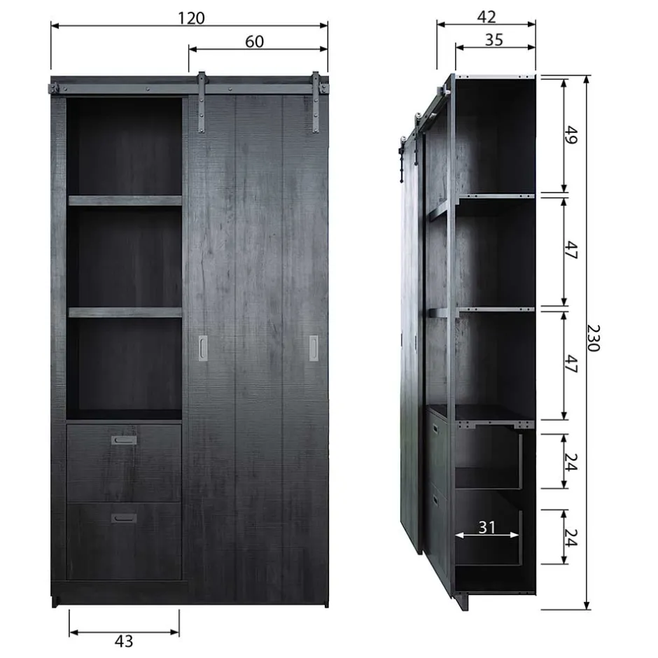 Pharao24 Wohnzimmer Schrank Lariana> Wohnzimmervitrinen|Massivholz Schränke