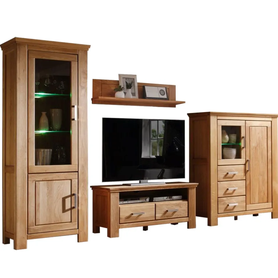 Wohnwand 350 Cm|Massivholz Wohnwände*Pharao24 Wohnzimmer Schrankwand Grasilla