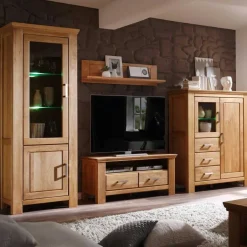 Wohnwand 350 Cm|Massivholz Wohnwände*Pharao24 Wohnzimmer Schrankwand Grasilla