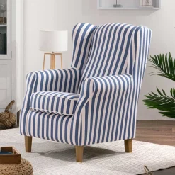 Pharao24 Wohnzimmer Sessel Streifen Taba> Ohrensessel