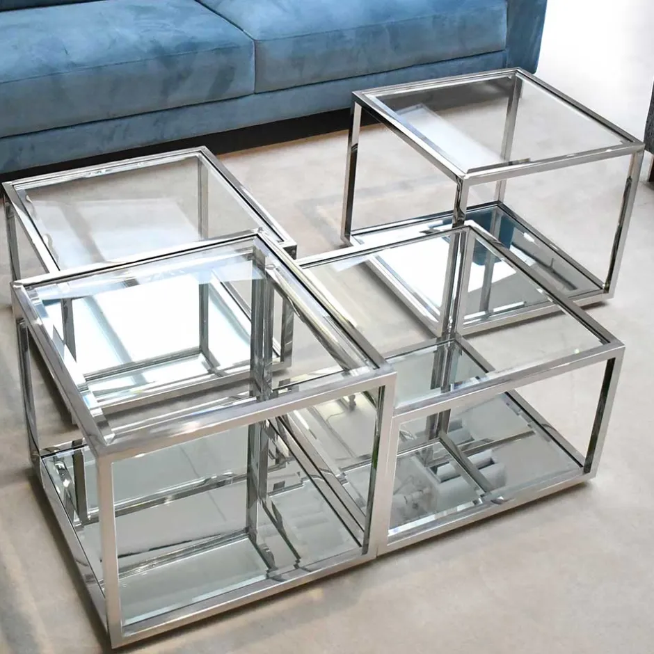 Pharao24 Wohnzimmer Tisch Satz Juareza> Glastische