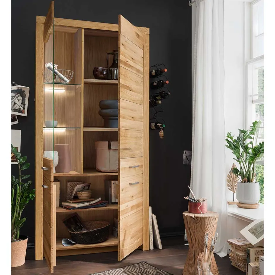 Pharao24 Wohnzimmer Vitrinenschrank Divrina> Massivholzmöbel|Wohnzimmerschrank