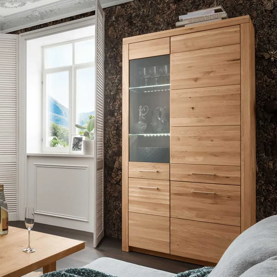 Pharao24 Wohnzimmer Vitrinenschrank Divrina> Massivholzmöbel|Wohnzimmerschrank
