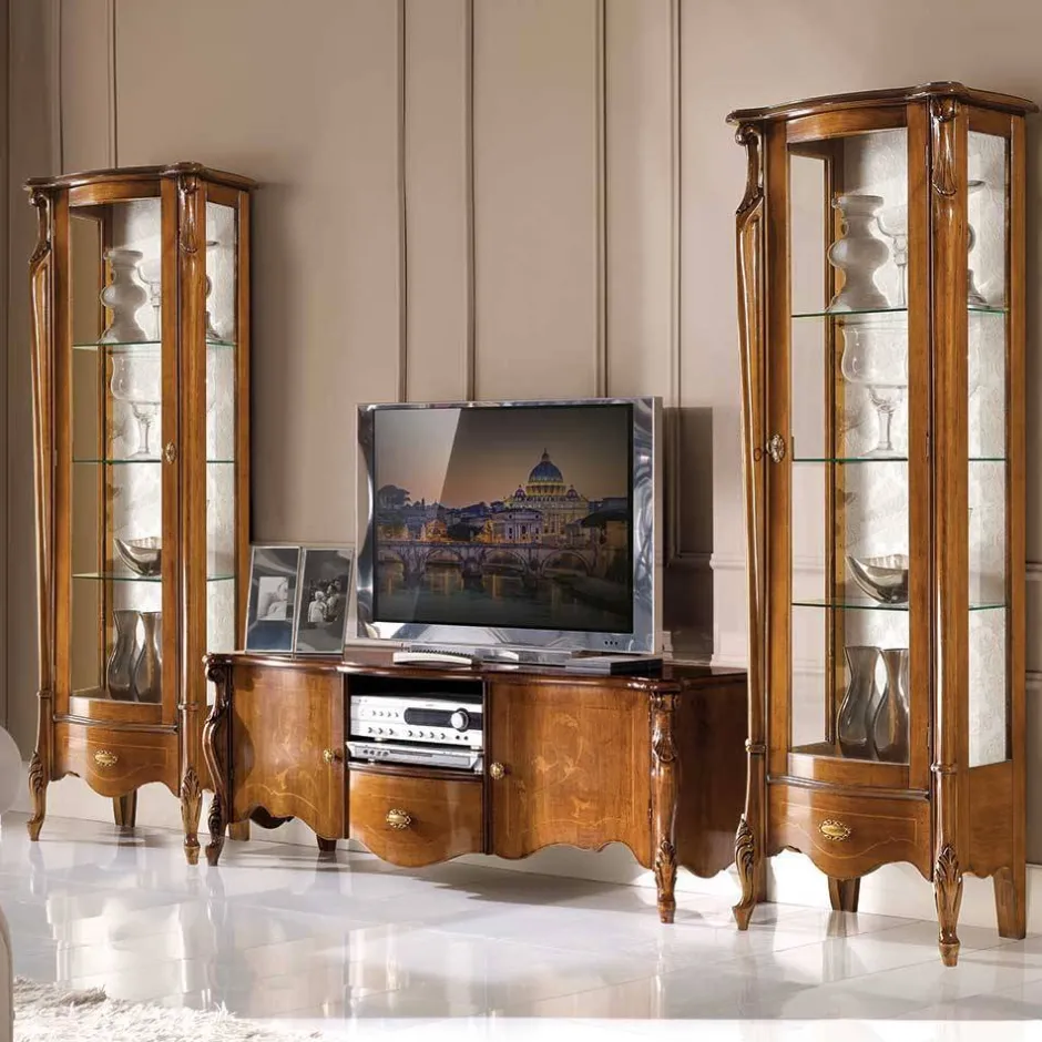 Wohnzimmerschrank|Massivholz Schränke*Pharao24 Wohnzimmer Vitrinenschrank Savolina