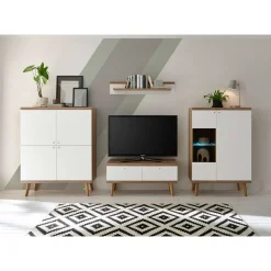 Wohnwand 300 Cm|Massivholz Wohnwände*Pharao24 Wohnzimmer Wohnwand Levanca