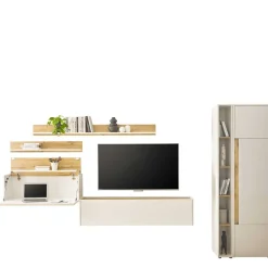 Wohnwand 300 Cm|Moderne Wohnwände*Pharao24 Wohnzimmermöbel mit Schreibtisch Rascian